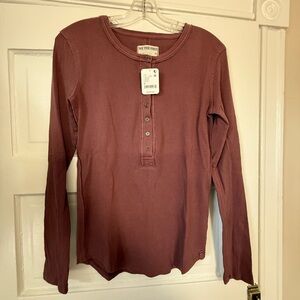 We The Free Ribbed Henley Top - Dusty Rose